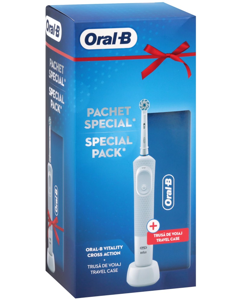 Oral-B Vitality Cross Action + Travel Case - Електрическа четка за зъби и кутия за пътуване - четка