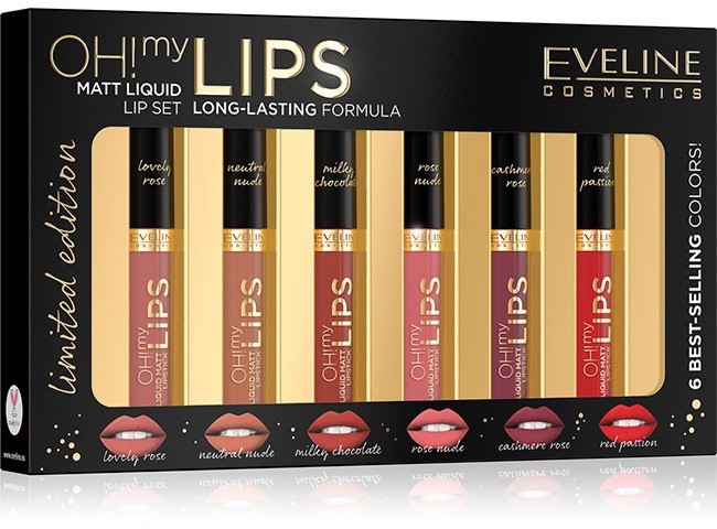 Eveline Oh! My Lips Matt Liquid Lip Set - Комплект от 6 течни матови червила за устни - продукт