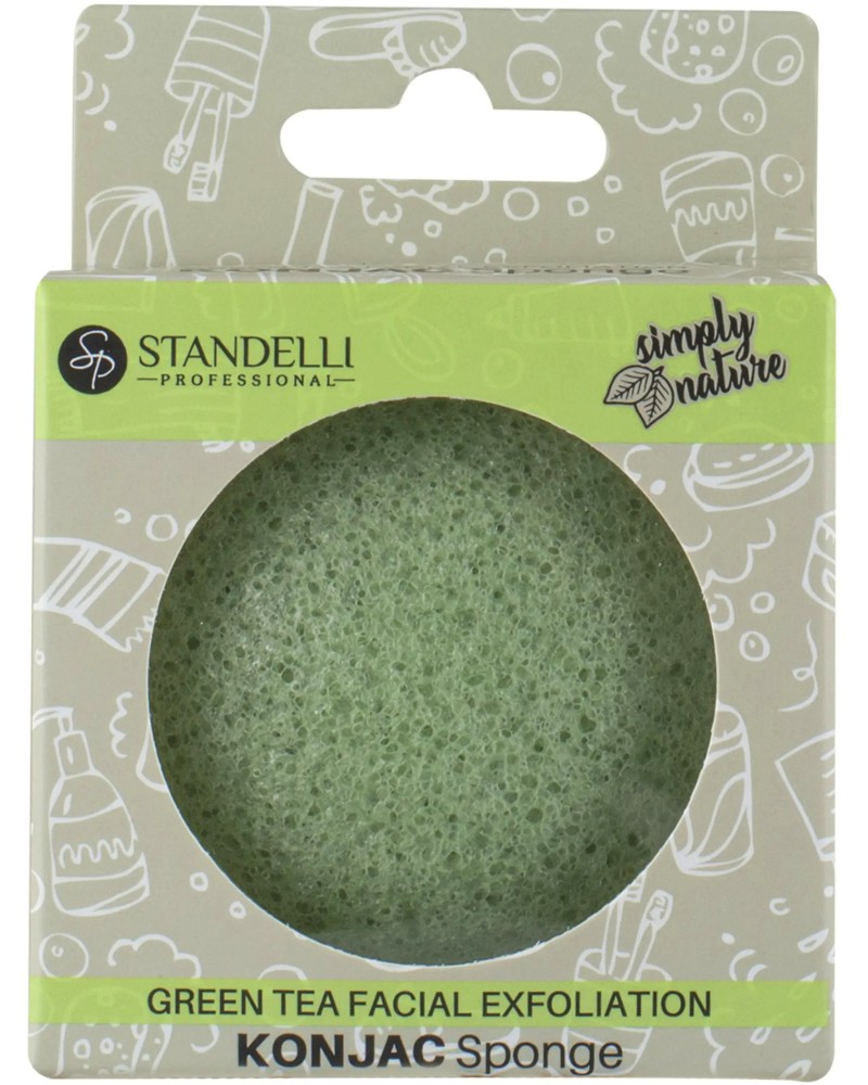 Standelli Konjac Sponge - Конджак гъба за почистване на лице със зелен чай - продукт