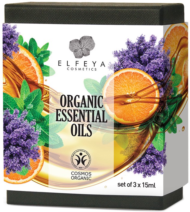 Комплект етерични масла Elfeya Cosmetics - Лавандула, мента и сладък портокал - продукт
