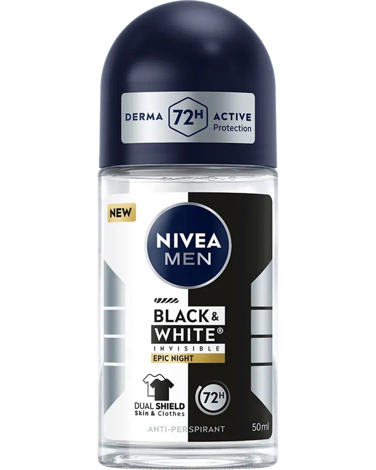 Nivea Men Black & White Invisible Epic Night Anti-Perspirant Roll-On - ����� ����� ���������� ������ ���������� �� ������� Black & White - �����