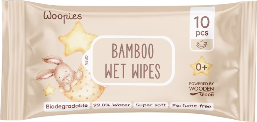Wooden Spoon Woopies Bamboo Wet Wipes - 10 � 60 ���� ������� ��������� ����� �������� �� ������� Woopies - ����� ��������