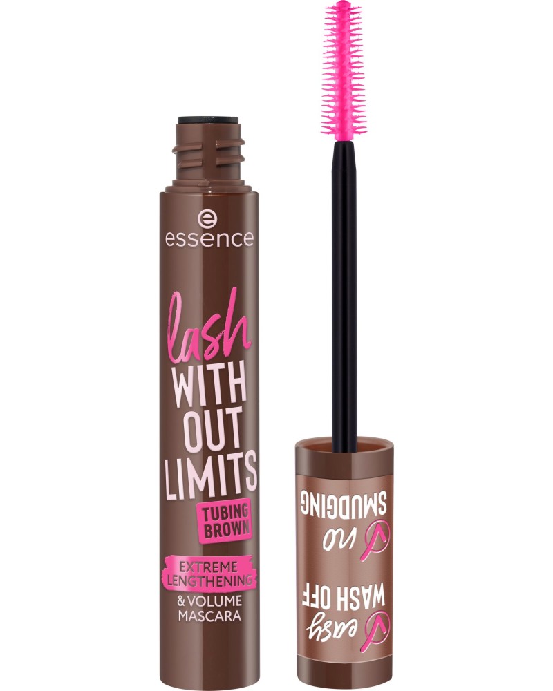 Essence Lash Without Limits Tubing Brown Extreme Mascara Essence Lash Without Limits Tubing Brown Extreme Mascara - Кафява спирала за екстремна дължина и обем - спирала