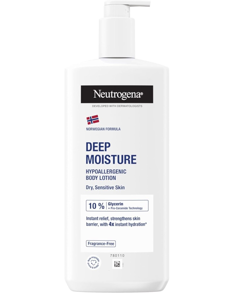 Neutrogena Deep Moisture Hypoallergenic Body Lotion Neutrogena Deep Moisture Hypoallergenic Body Lotion - Хидратиращ лосион за тяло за суха и чувствителна кожа - лосион