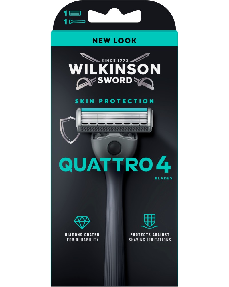 Wilkinson Sword Quattro 4 Wilkinson Sword Quattro 4 - Мъжка самобръсначка с 4 ножчета - продукт
