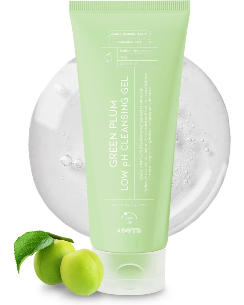 OOTD Green Plum Low pH Cleansing Gel OOTD Green Plum Low pH Cleansing Gel - Почистващ гел с ниско pH и зелена слива за чувствителна кожа - гел
