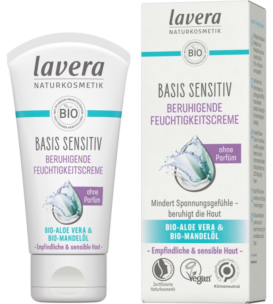 Lavera Basis Sensitiv Calming Moisturising Cream Lavera Basis Sensitiv Calming Moisturising Cream - Натурален успокояващ крем за чувствителна кожа от серията Basis Sensitiv - крем