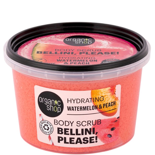 Organic Shop Bellini, Please! Hydrating Body Scrub Organic Shop Bellini, Please! Hydrating Body Scrub - Хидратиращ скраб за тяло с био екстракти от диня и праскова от серията Sparkling Summer - продукт
