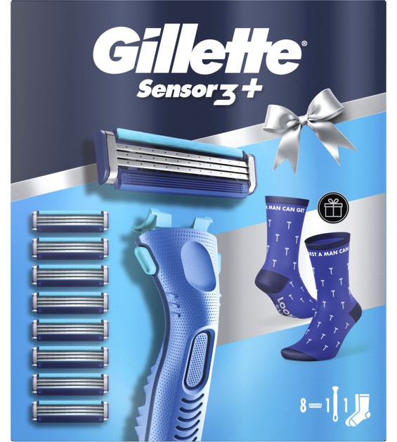 Подаръчен комплект Gillette Sensor 3+ Comfort Подаръчен комплект Gillette Sensor 3+ Comfort - Самобръсначка, резервни ножчета и чорапи - продукт