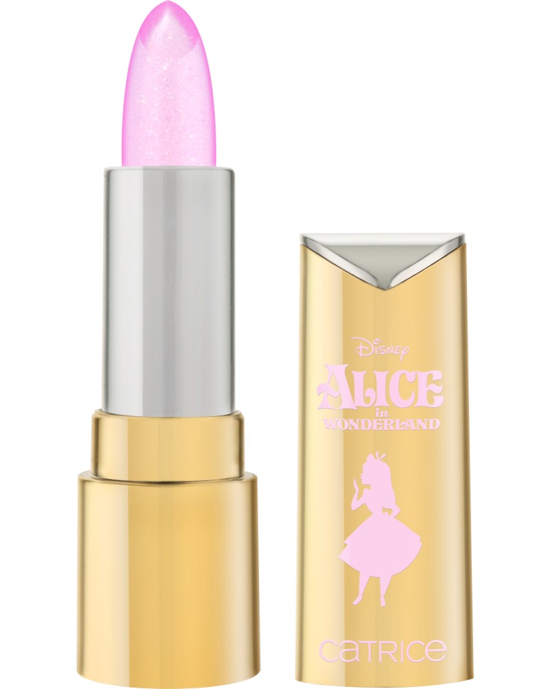 Catrice Disney Alice in Wonderland Glow Lip Balm Catrice Disney Alice in Wonderland Glow Lip Balm - Балсам за устни с променящ се цвят и блестящи частици от серията Disney Alice in Wonderland - балсам