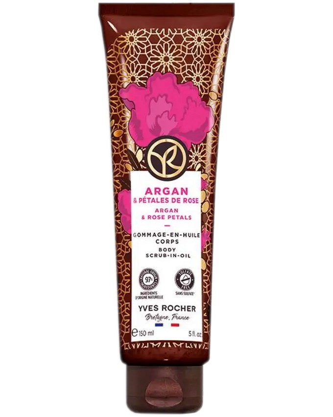Yves Rocher Argan & Rose Petals Body Scrub Yves Rocher Argan & Rose Petals Body Scrub - Скраб за тяло с аромат на арган и роза от серията Argan & Rose Petals - продукт