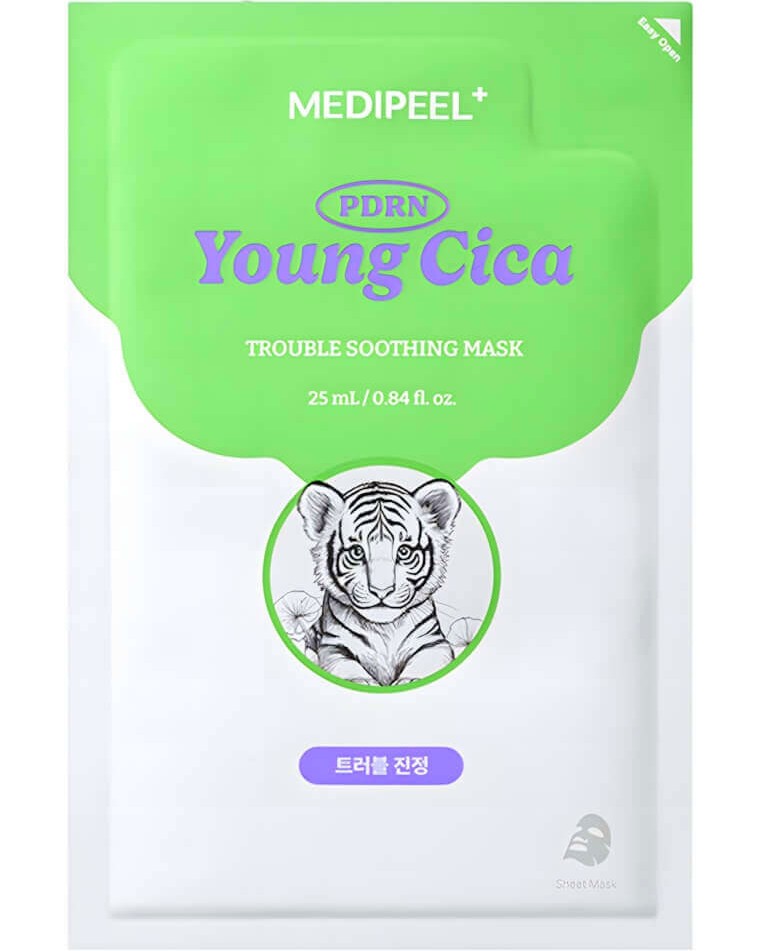 MEDI-PEEL Young Cica PDRN Trouble Soothing Mask MEDI-PEEL Young Cica PDRN Trouble Soothing Mask - Успокояваща маска за лице с азиатска центела и растителен PDRN от серията Young Cica - маска