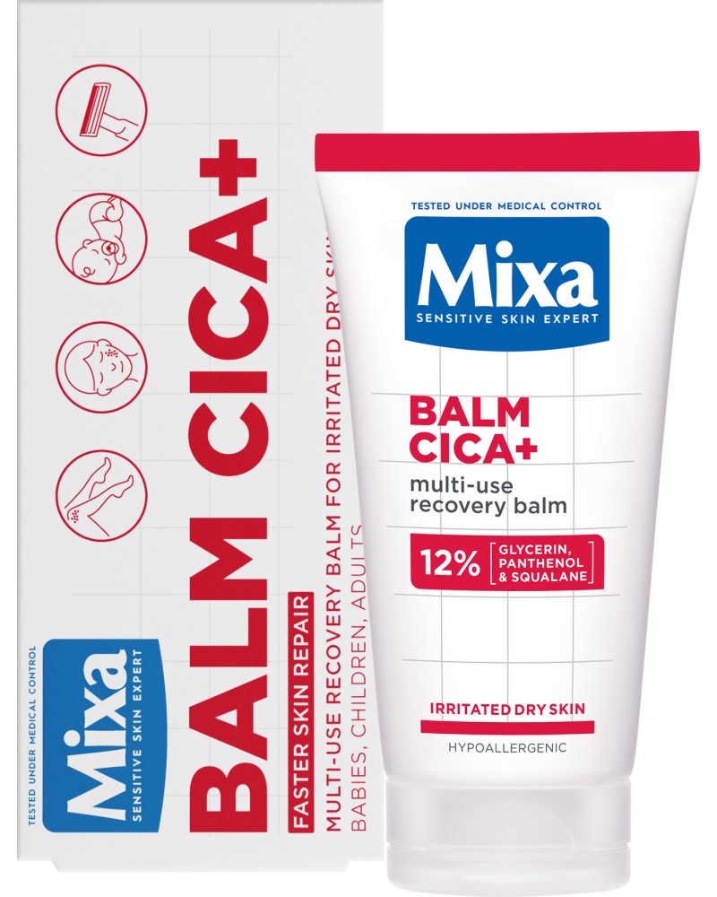 Mixa Balm Cica+ Multi-Use Repairing Balm Mixa Balm Cica+ Multi-Use Repairing Balm - Мултифункционален възстановяващ балсам за суха и раздразнена кожа - балсам
