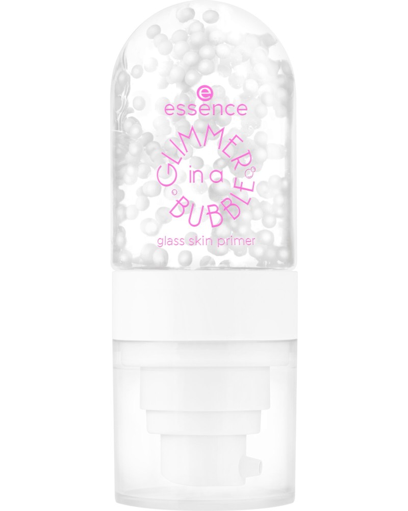 Essence Glimmer in a Bubble Glass Skin Primer Essence Glimmer in a Bubble Glass Skin Primer - Течна основа за грим от серията Glimmer in a Bubble - продукт