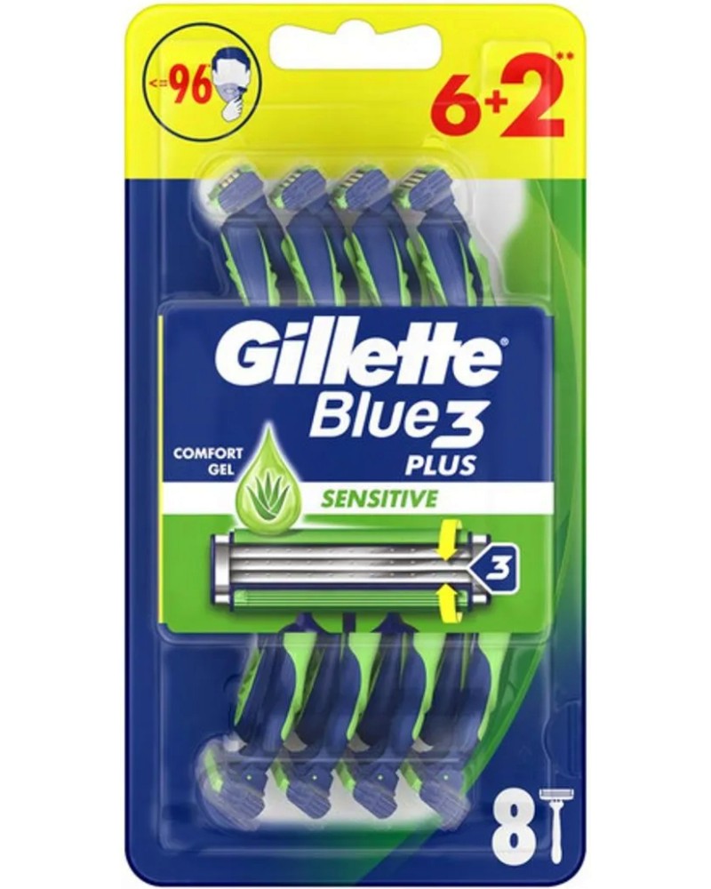 Gillette Blue 3 Sensitive - 6 + 2     Blue 3 - 