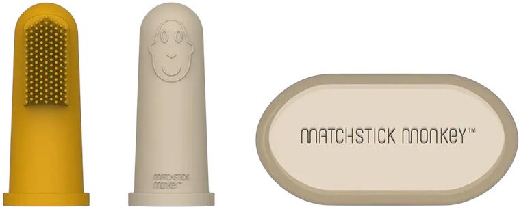 Силиконови накрайници за миене на зъбите Matchstick Monkey Силиконови накрайници за миене на зъбите Matchstick Monkey - 2 броя, с кутийка, 3-12 м - продукт