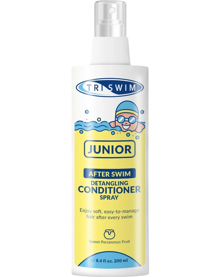 Triswim Junior Sweet Persimmon Fruit Detangling Conditioner Spray Triswim Junior Sweet Persimmon Fruit Detangling Conditioner Spray - Детски спрей балсам за лесно разплитане с аромат на сладък плод от райска ябълка - балсам
