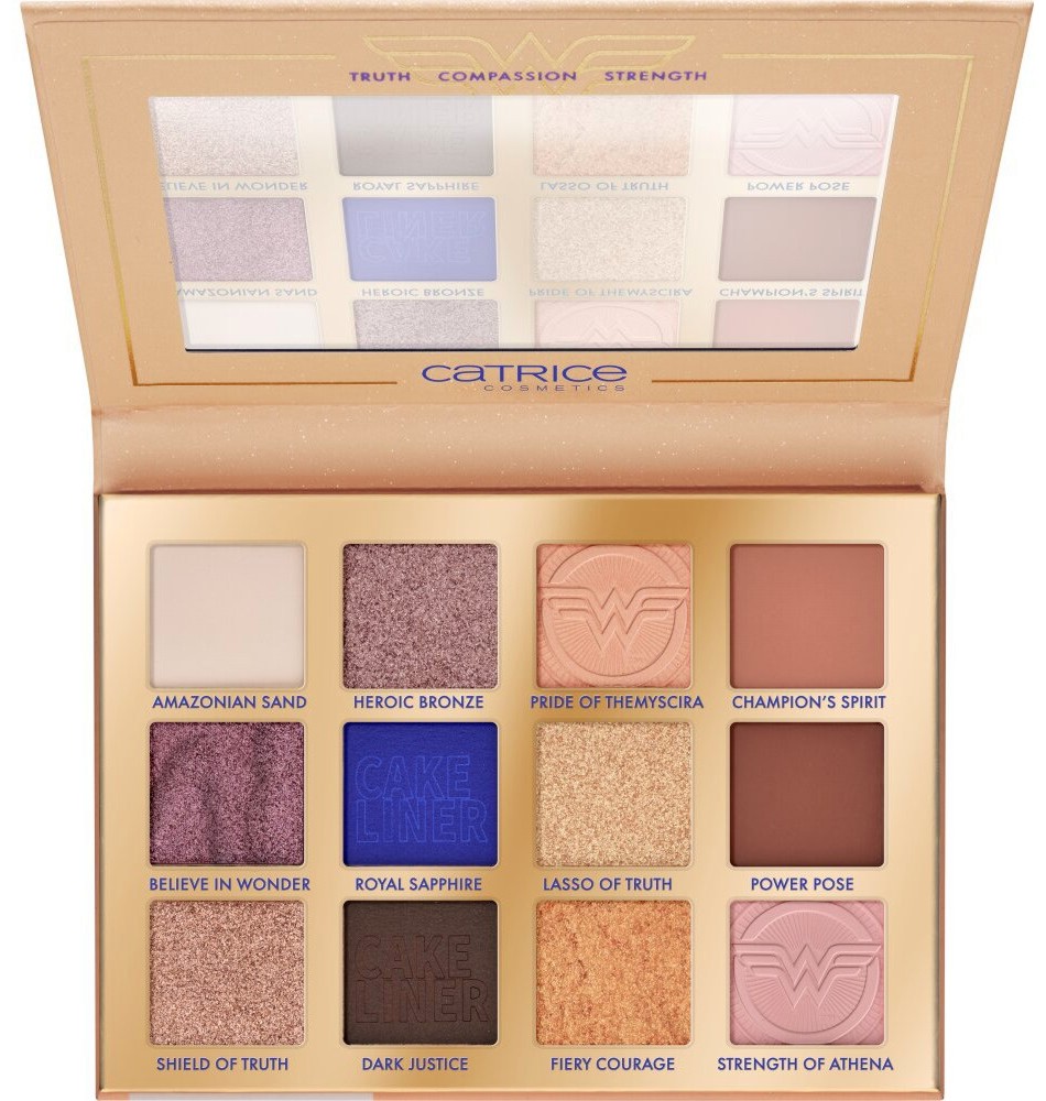 Catrice Wonder Woman Eyeshadow Palette 010 Catrice Wonder Woman Eyeshadow Palette 010 - Палитра с 12 цвята сенки за очи от серията Wonder Woman - сенки