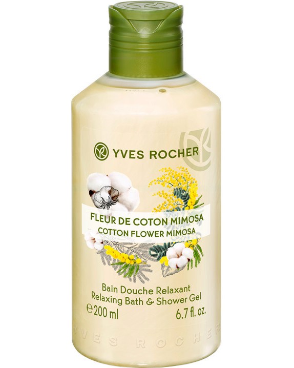 Yves Rocher Cotton Flower & Mimosa Bath & Shower Gel -               Plaisirs Nature -  