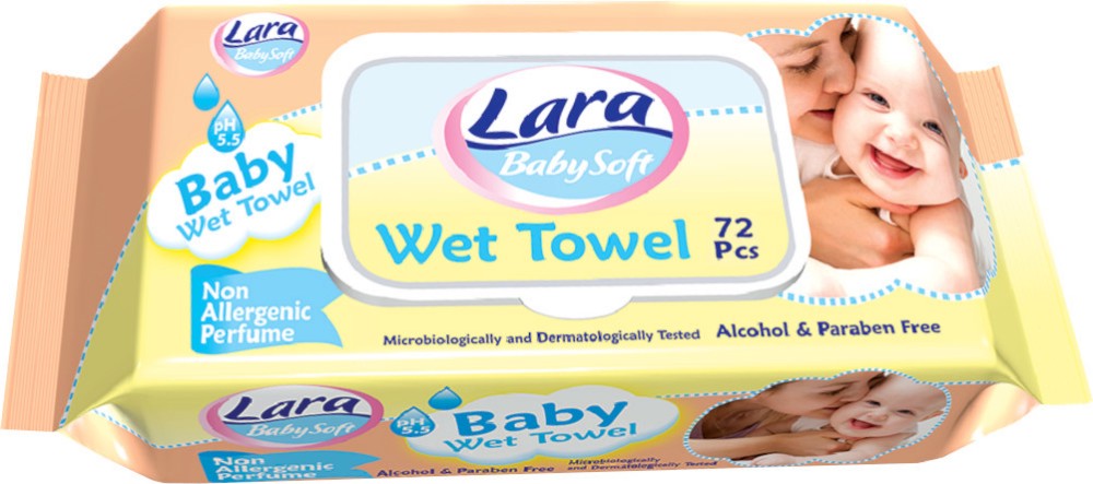 Lara Baby Soft Anti Allergen Wet Wipes - 72     -  