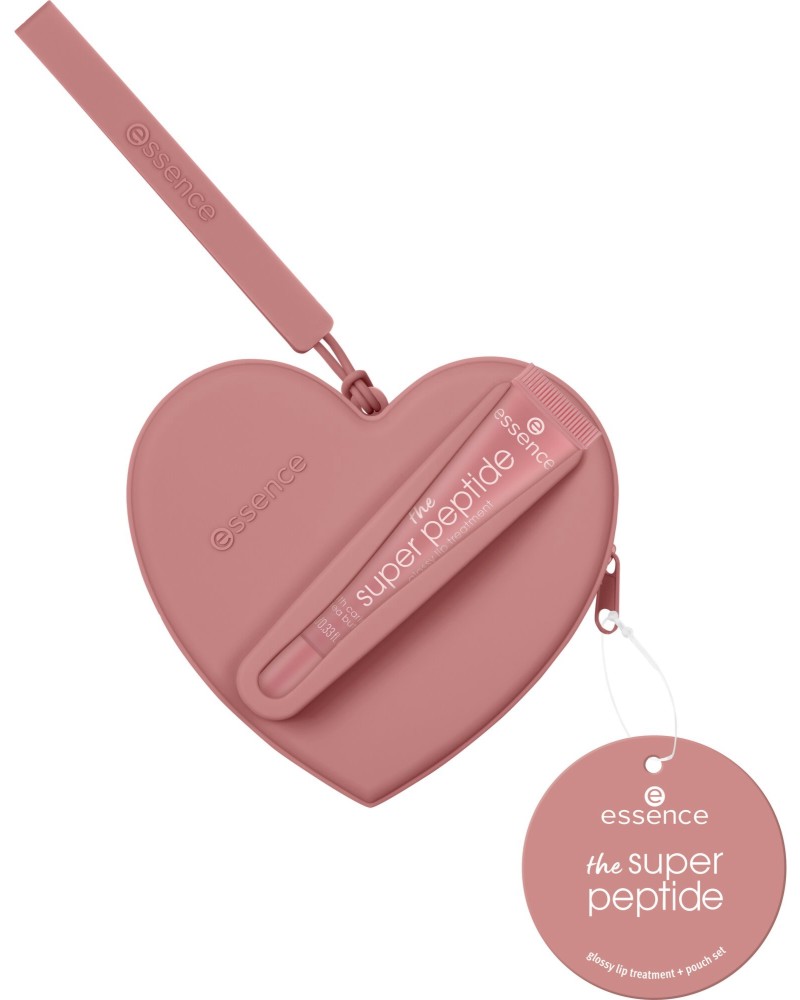 Essence The Super Peptide Glossy Lip Treatment + Pouch Set Essence The Super Peptide Glossy Lip Treatment + Pouch Set - Комплект балсам за устни с калъфче - балсам