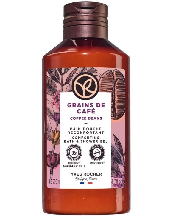 Yves Rocher Coffee Beans Bath & Shower Gel Yves Rocher Coffee Beans Bath & Shower Gel - Душ гел и пяна за вана с аромат на кафе от серията Bain Nature - душ гел