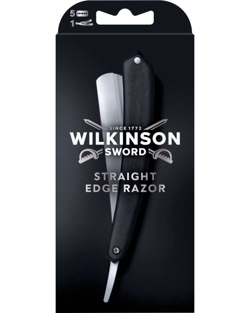 Wilkinson Sword Straight Edge Razor Wilkinson Sword Straight Edge Razor - Бръснач тип шавет с 5 резервни ножчета от серията Classic Premium - продукт