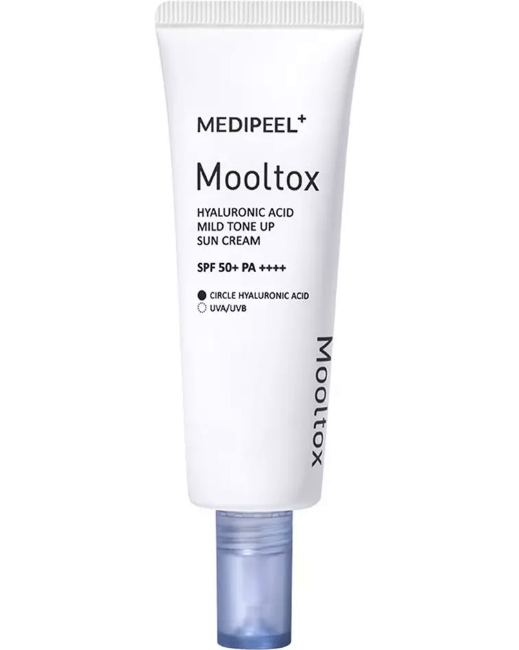 MEDI-PEEL Mooltox Hyaluronic Acid Mild Tone Up Sun Cream SPF50+ MEDI-PEEL Mooltox Hyaluronic Acid Mild Tone Up Sun Cream SPF50+ - Слънцезащитен крем за лице с хиалурон - крем