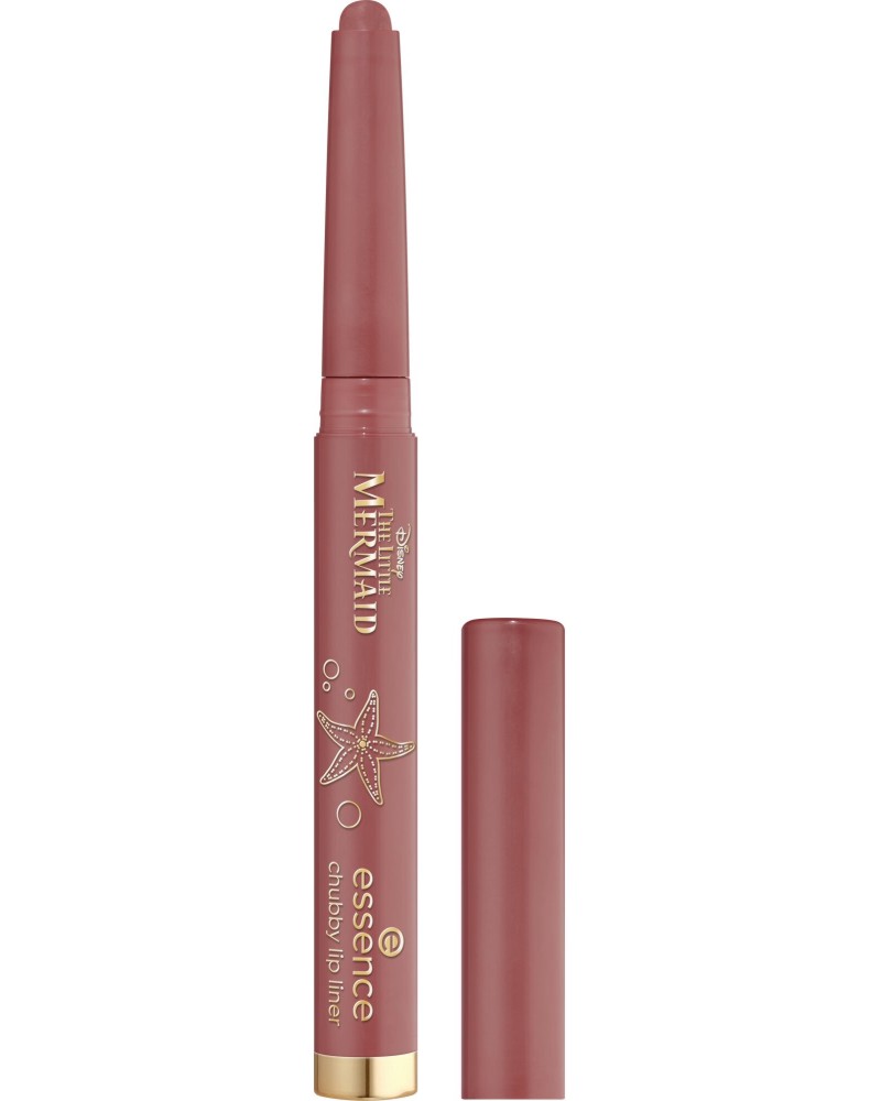 Essence Disney The Little Mermaid Chubby Lip Liner Essence Disney The Little Mermaid Chubby Lip Liner - Молив за устни с кадифен матов финиш от серията Disney The Little Mermaid - молив