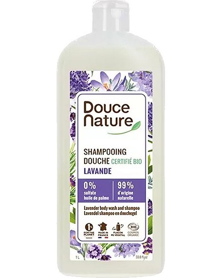 Douce Nature Lavender Shampoo & Shower Gel Douce Nature Lavender Shampoo & Shower Gel - Био шампоан и душ гел 2 в 1 с лавандула - продукт