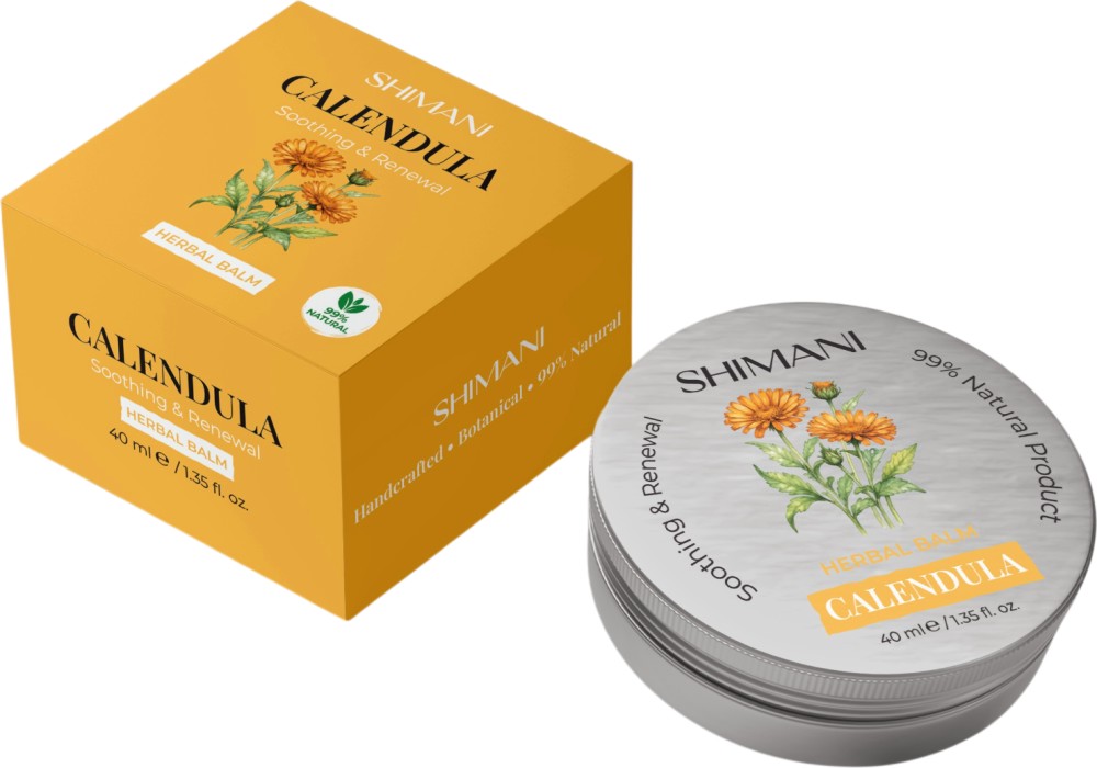 Shimani Calendula Soothing & Renewal Herbal Balm Shimani Calendula Soothing & Renewal Herbal Balm - Билков балсам с екстракт от невен за рани, изгаряния, белези и стрии - балсам