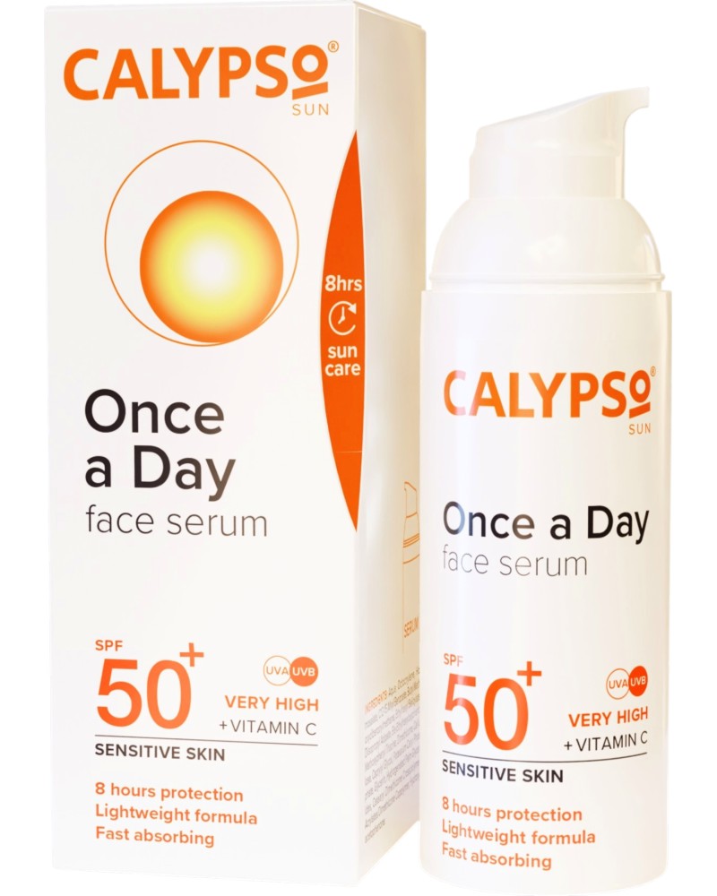 Calypso Sun Once a Day Face Serum SPF 50+ Calypso Sun Once a Day Face Serum SPF 50+ - Слънцезащитен серум за лице с дълготрайно действие - серум