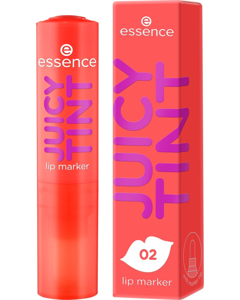 Essence JUICY TINT Lip Marker Essence JUICY TINT Lip Marker - Тинт маркер за устни с плодов аромат - продукт
