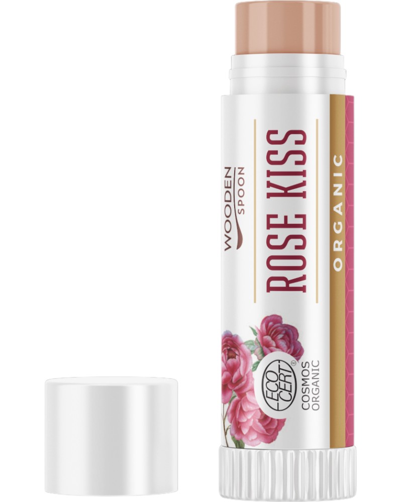 Wooden Spoon Rose Kiss Lip Balm Wooden Spoon Rose Kiss Lip Balm - Био балсам за устни с аромат на роза - балсам