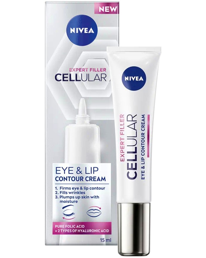 Nivea Cellular Expert Filler Eye & Lip Contour Cream - Околоочен крем против бръчки от серията Cellular - крем