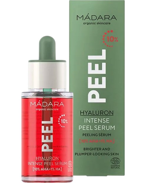 Madara Hyaluron Intense Peel Serum Madara Hyaluron Intense Peel Serum - Натурален нощен серум за лице с 10% AHA и 1% хиалурон - серум