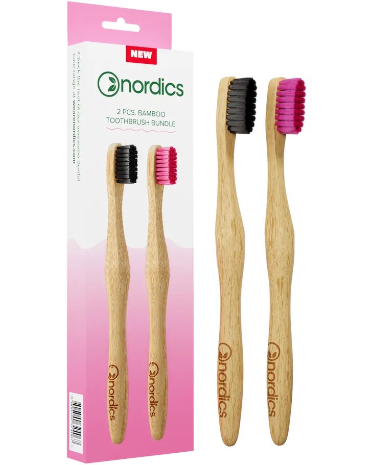 Nordics Duo Pack Bamboo Toothbrushes - 2      - 