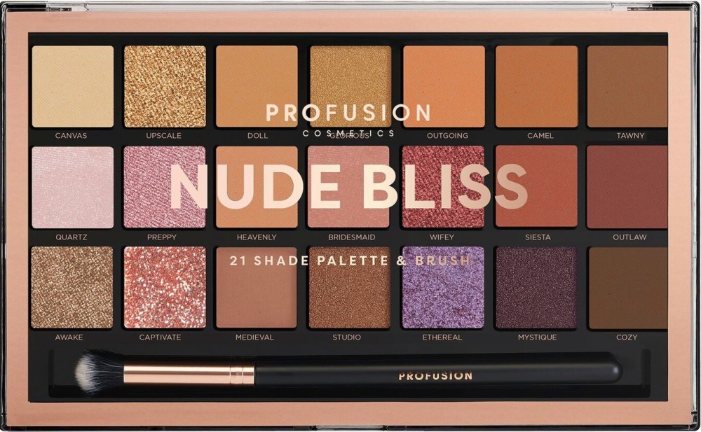 Profusion Cosmetics Nude Bliss Profusion Cosmetics Nude Bliss - Палитра с 21 цвята сенки за очи - сенки