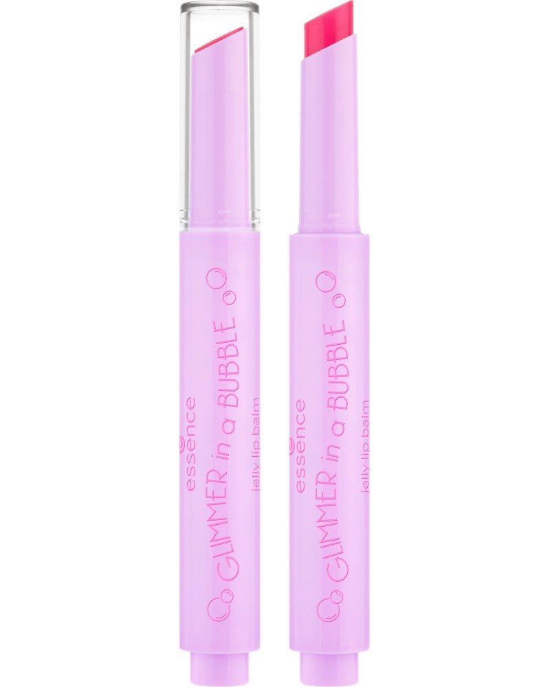 Essence Glimmer in a Bubble Jelly Lip Balm Essence Glimmer in a Bubble Jelly Lip Balm - Блестящ балсам желе за устни с аромат на личи от серията Glimmer in a Bubble - балсам