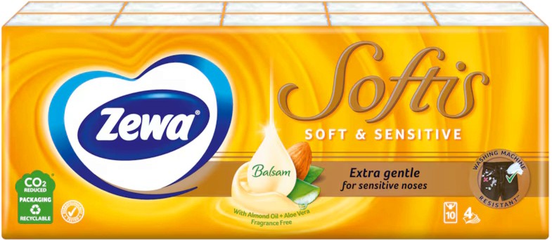 ����� �������� Zewa Softis Soft & Sensitive - 10 ��������� x 9 �������� - �������