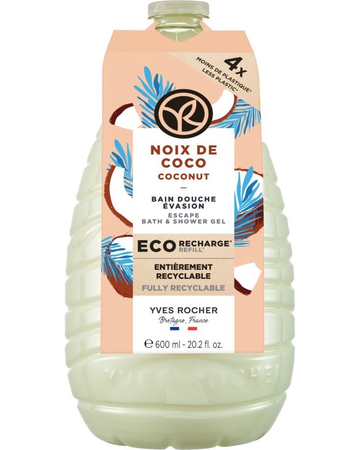 Yves Rocher Bath & Shower Gel Refill Yves Rocher Bath & Shower Gel Refill - Пълнител за душ гел с аромат на кокос - душ гел