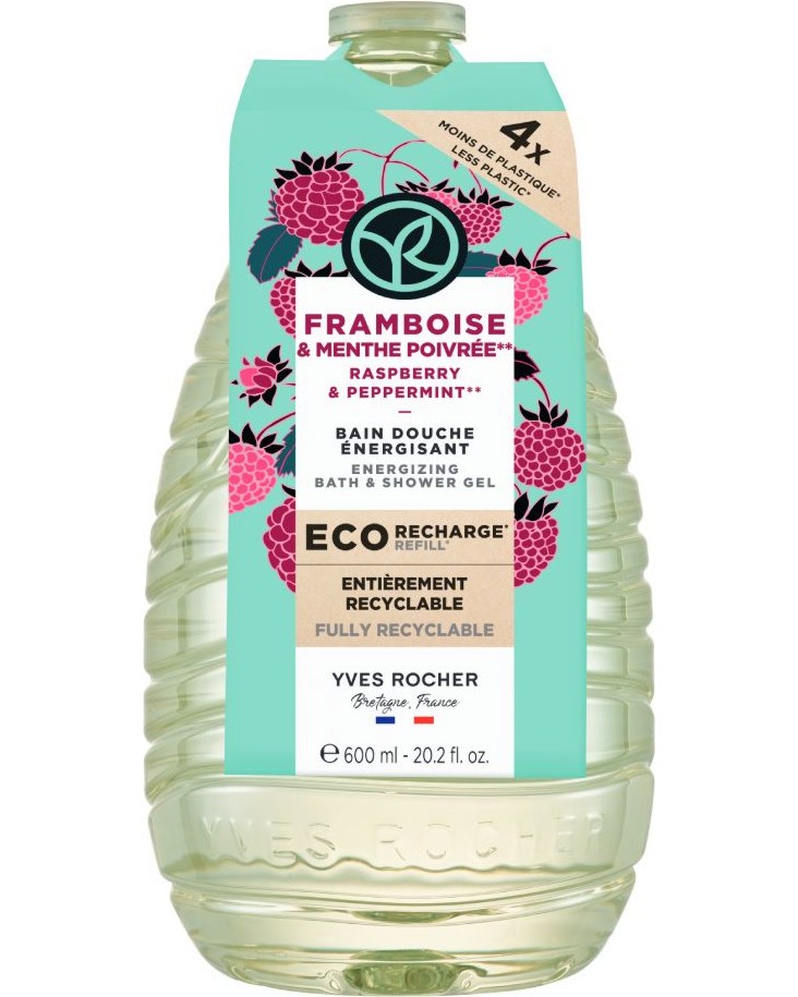 Yves Rocher Bath & Shower Gel Refill Yves Rocher Bath & Shower Gel Refill - Пълнител за душ гел с аромат на малина и мента - душ гел