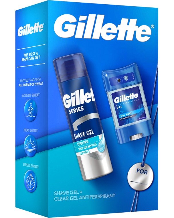Подаръчен комплект Gillette Cooling Sensitive Подаръчен комплект Gillette Cooling Sensitive - Гел за бръснене и гел дезодорант против изпотяване - продукт