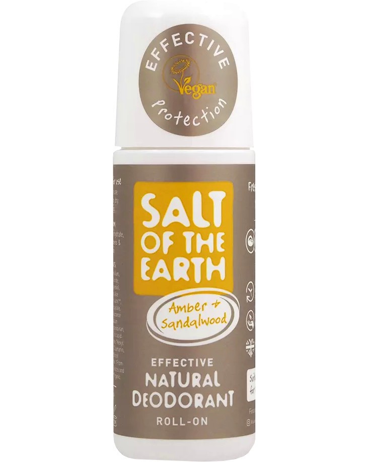 Salt Of The Earth Amber & Sandalwood Natural Roll-On Deodorant -           - 