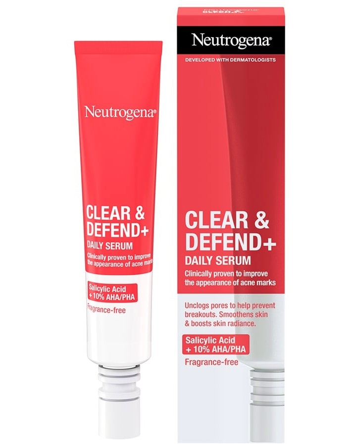 Neutrogena Clear & Defend+ Daily Serum - Серум за лице с AHA, BHA и PHA киселини - серум