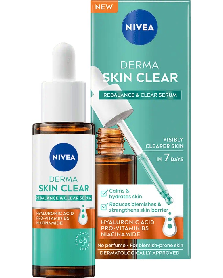 Nivea Derma Skin Clear Rebalance & Clear Serum Nivea Derma Skin Clear Rebalance & Clear Serum - Серум за лице за проблемна кожа от серията Derma Skin Clear - серум