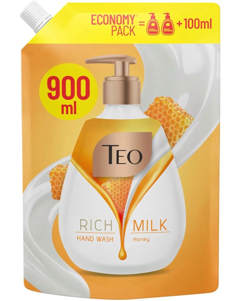 Teo Rich Milk Honey Hand Wash Teo Rich Milk Honey Hand Wash - Пълнител за течен сапун с аромат на мед от серията Rich Milk - сапун