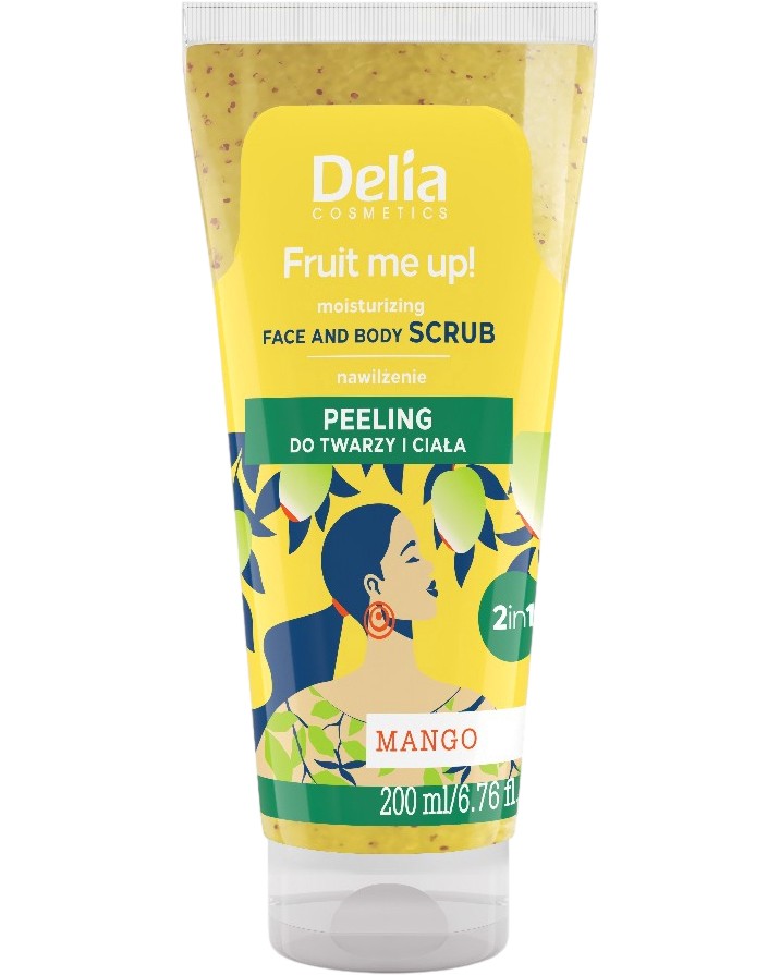Delia Fruit me up! Moisturizing Face and Body Scrub Delia Fruit me up! Moisturizing Face and Body Scrub - Хидратиращ скраб за лице и тяло с аромат на манго от серията Fruit me up! - продукт