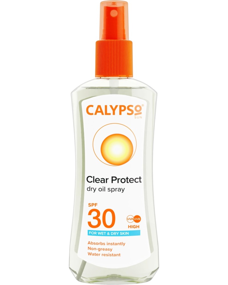 Calypso Sun Clear Protect Dry Oil Spray SPF 30 Calypso Sun Clear Protect Dry Oil Spray SPF 30 - Слънцезащитно сухо олио за тяло и скалп - олио