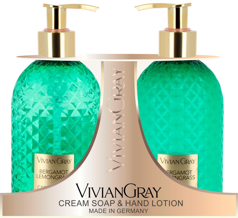 Подаръчен комплект Vivian Gray Bergamot & Lemongrass Подаръчен комплект Vivian Gray Bergamot & Lemongrass - Течен сапун и лосион за ръце от серията Gemstone - продукт